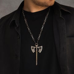 Taru Jewelry Labrys Smoky Quartz Diamond Silver Necklace