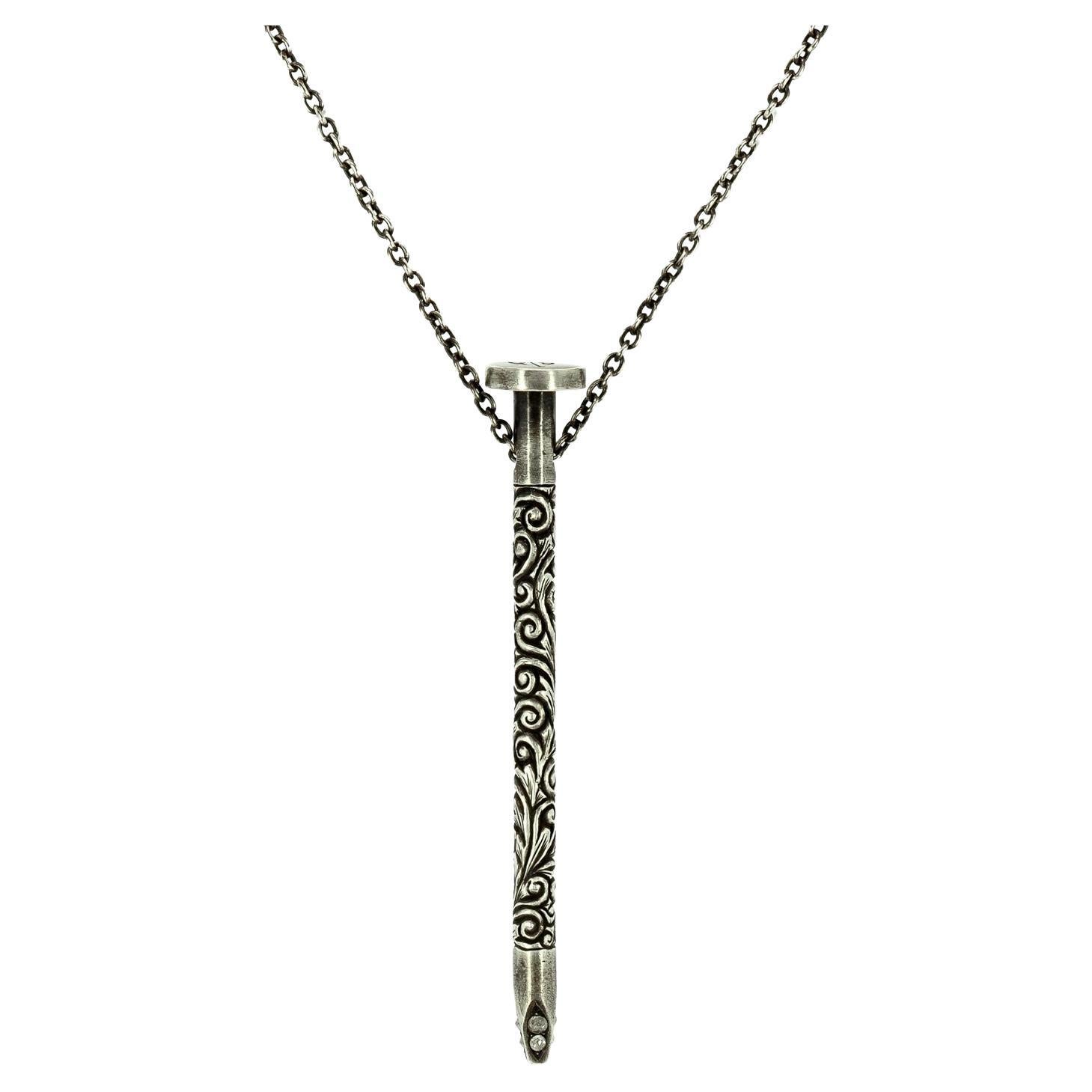 Taru Jewelry Nail Diamond Silver Necklace