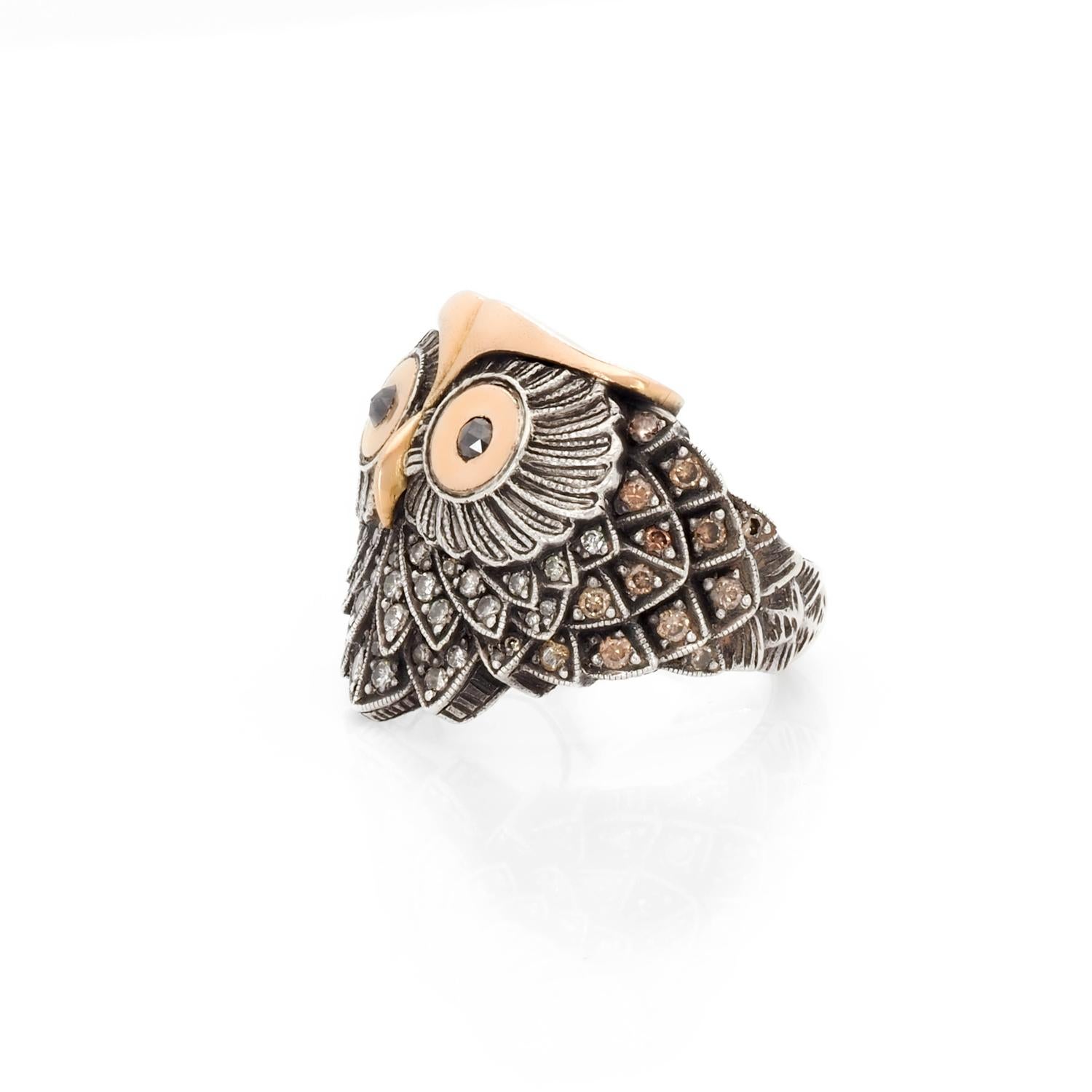 diamond owl ring