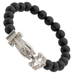 Taru Jewelry Race Car Armband aus schwarzem Onyx und Silber