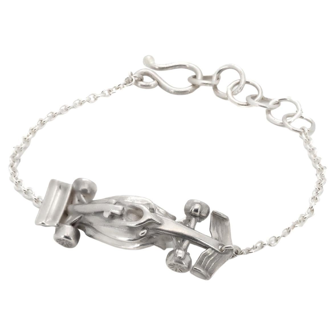 Race Car Silver Bracelet For Sale
