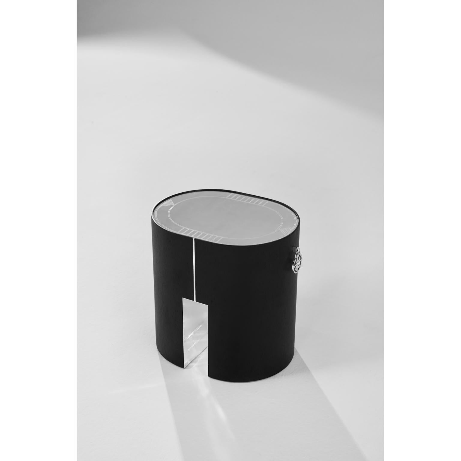 Taru Side Table in Alpi Oak Veneer & Silver-Plated Brass by Marau
Dimensions: D 35 x W 45 x H 45 cm.
Materials: Alpi oak veneer and silver-plated brass.

HITTITE COLLECTION
We aimed to design each product inspired by significant figures of the