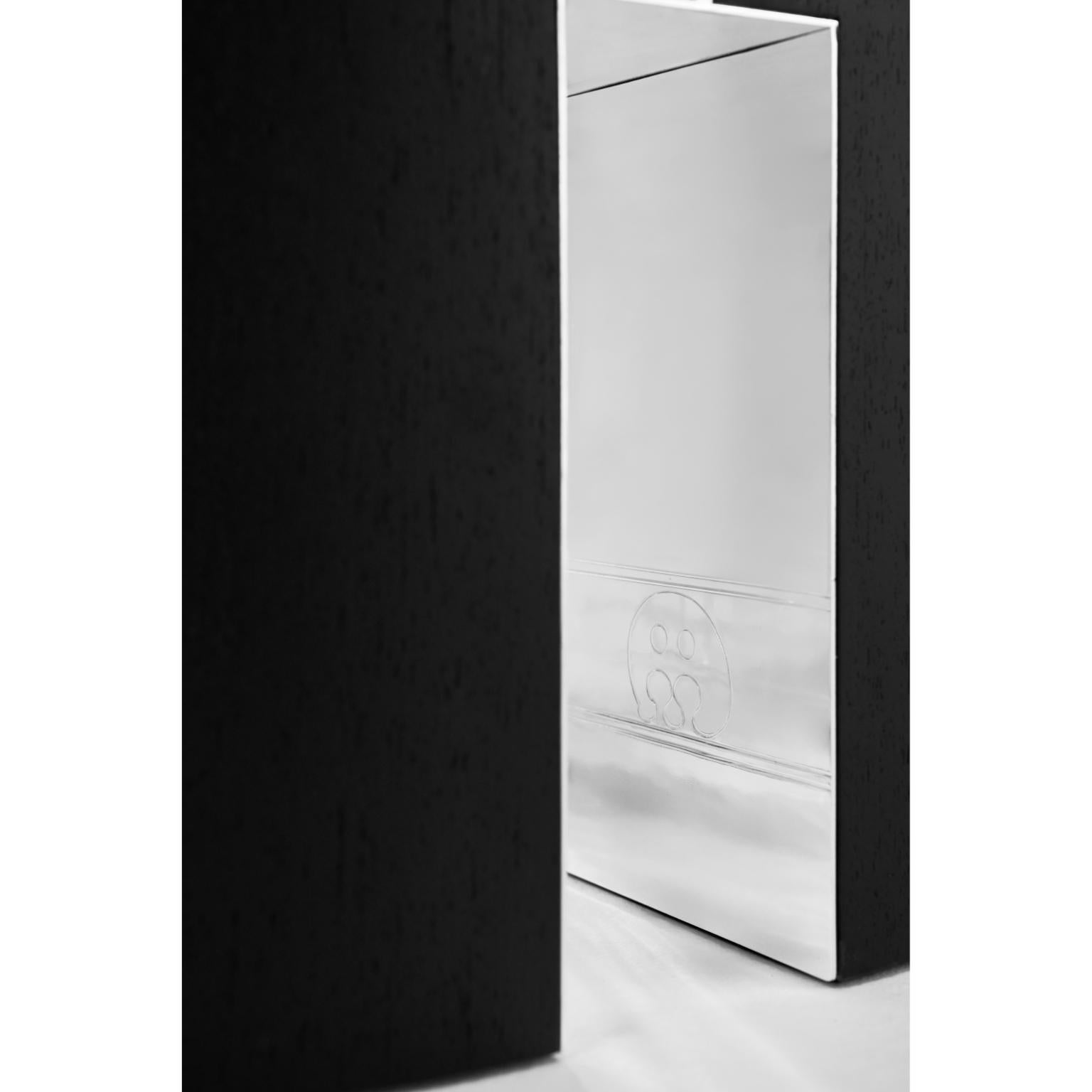 Contemporary Taru Side Table in Alpi Oak Veneer & Silver-Plated Brass by Marau For Sale