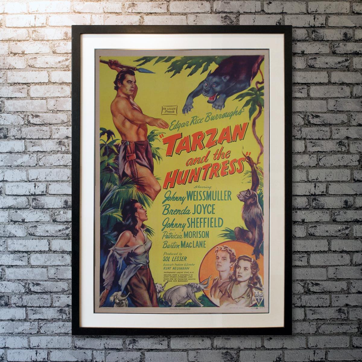 The ape-man (Johnny Weissmuller), Jane (Brenda Joyce) and Boy (Johnny Sheffield) try to stop a zoologist from taking too many animals back to the United States.

Linen-backing: £250