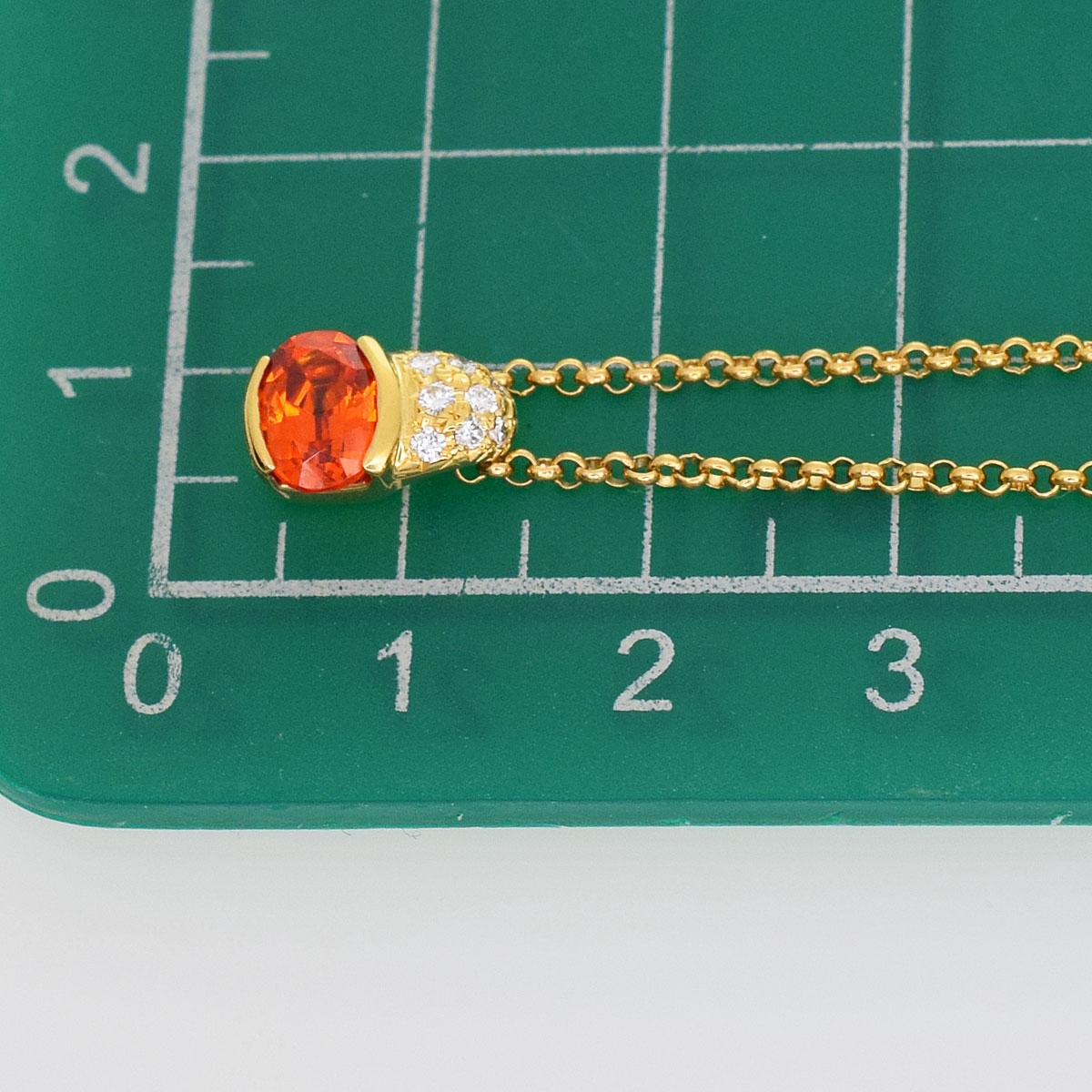 Tasaki 1.34 Carat Spessartine Garnet Diamond 18 Karat Gold Pendant Necklace 3