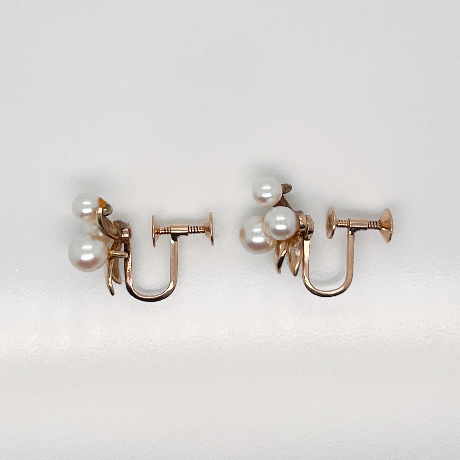 Tasaki 14 Karat Gold & Akoya-Perle Ohrringe mit Schraubverschluss 12