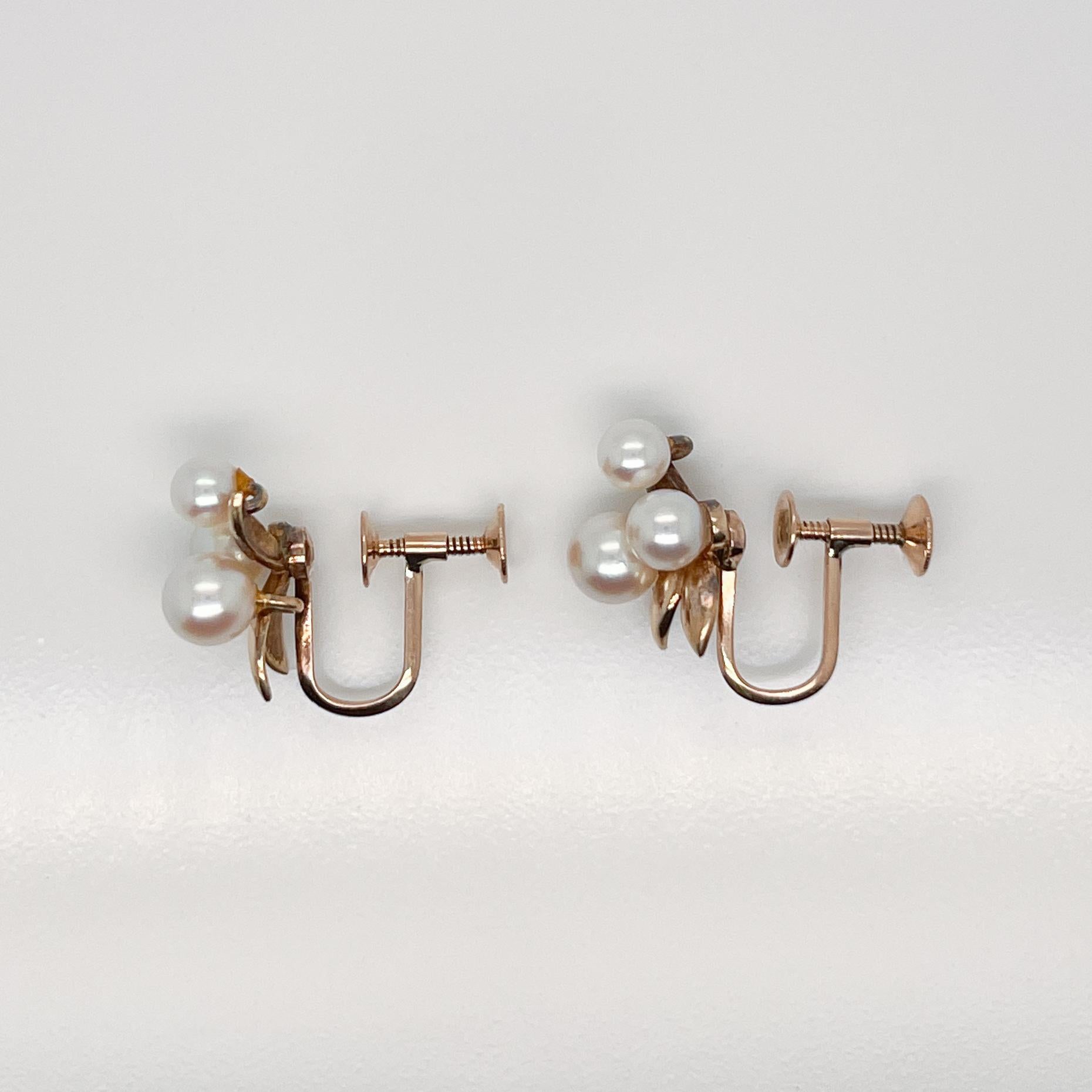 Tasaki 14 Karat Gold & Akoya Pearl Screw-Back Earrings 9