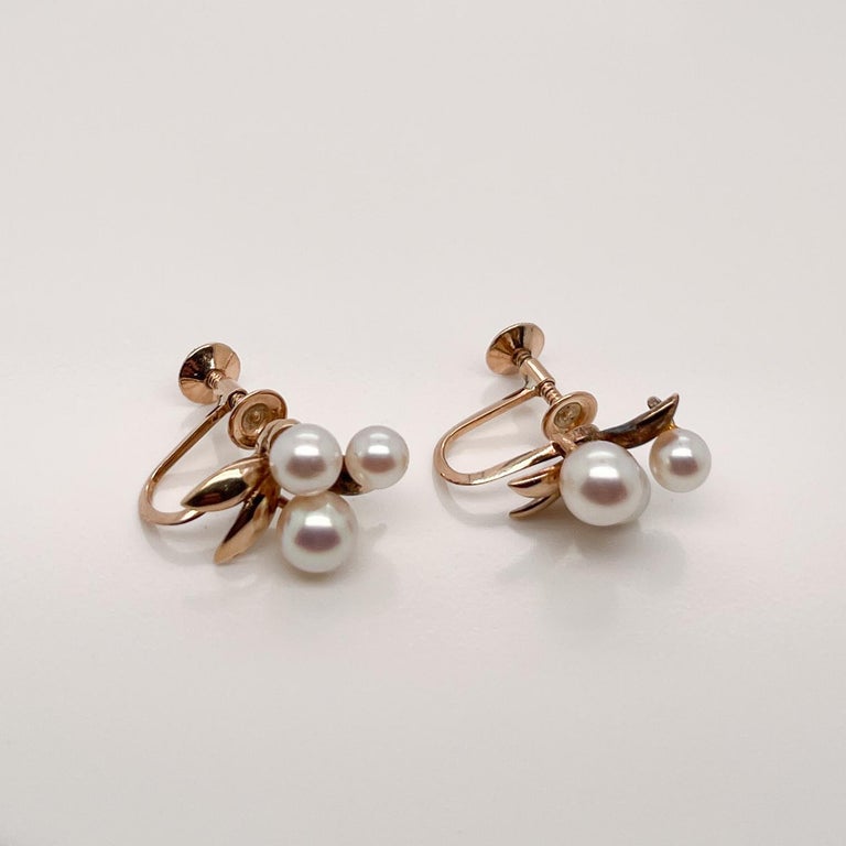 Tasaki 14 Karat Gold and Akoya Pearl Screw-Back Earrings For Sale at  1stDibs | tasaki pearl earrings, pearl earrings with pearl back, 3 pearl  earrings