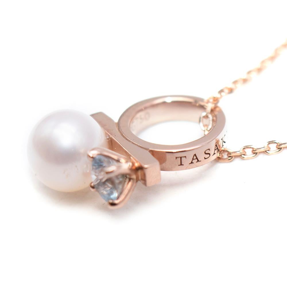 Tasaki 18k Rose Gold 'Petit Balance Class Charm' Aquamarine Pendant In New Condition For Sale In London, GB