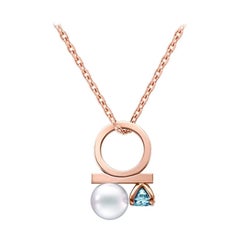 Tasaki 18k Rose Gold 'Petit Balance Class Charm' Aquamarine Pendant