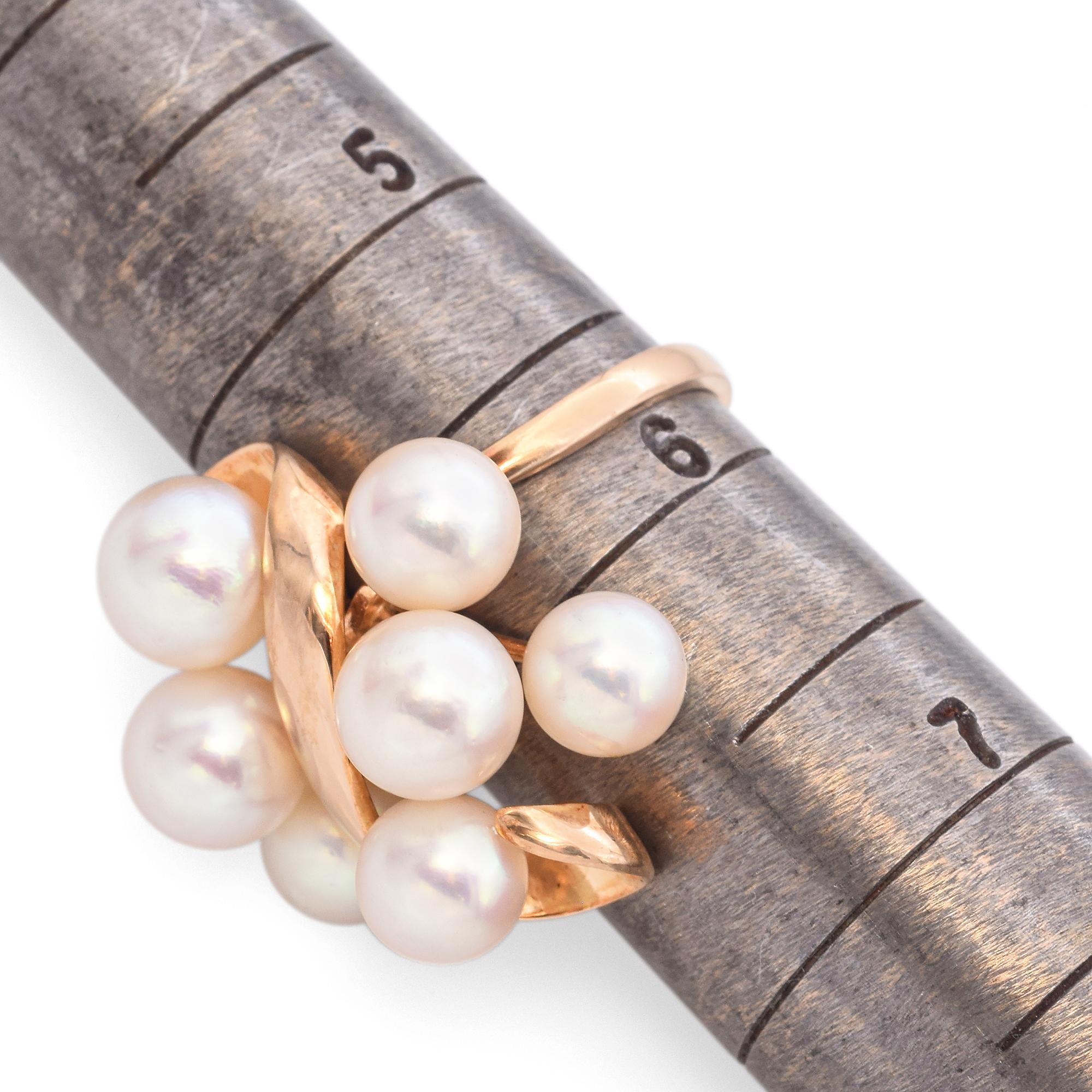 Tasaki 18K Yellow Gold Pearl Cluster Floral Cocktail Ring For Sale 3