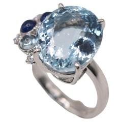 TASAKI 9.61 Carat Aquamarine Diamond 18K White Gold Ring