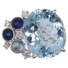 TASAKI 9.61 Carat Aquamarine Diamond 18K White Gold Ring