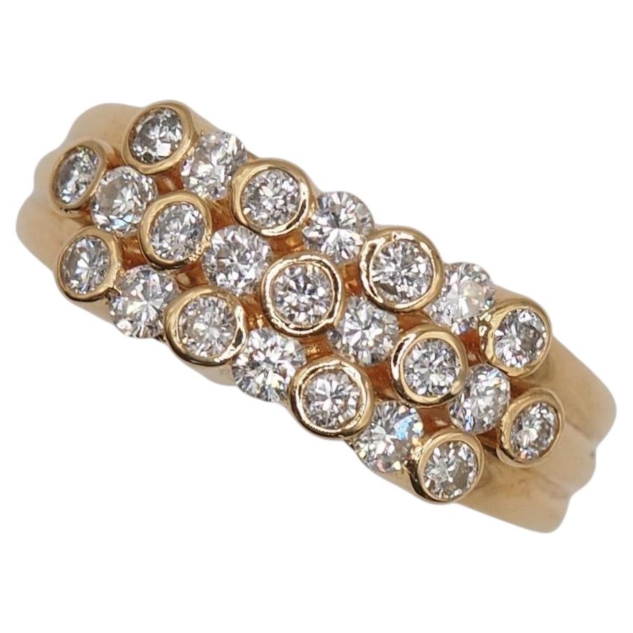 TASAKI Alternating Bezel and Prong Set Diamond 18 Karat Gold Ring For Sale