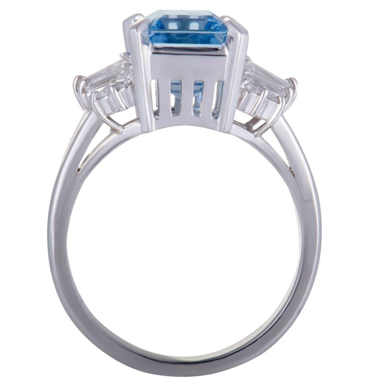 Tasaki Aquamarine and Diamond Platinum Ring at 1stDibs