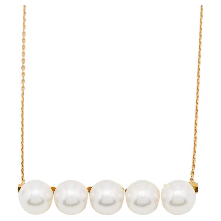 TASAKI 18kt yellow gold M/G Sliced Bezel pearl necklace