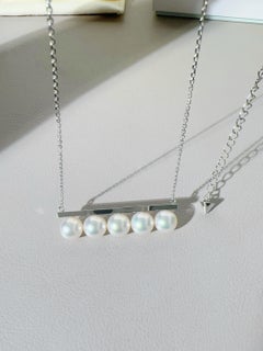 Tasaki Balance Signature Collection 18K White Gold Five-Pearl Balance Necklace