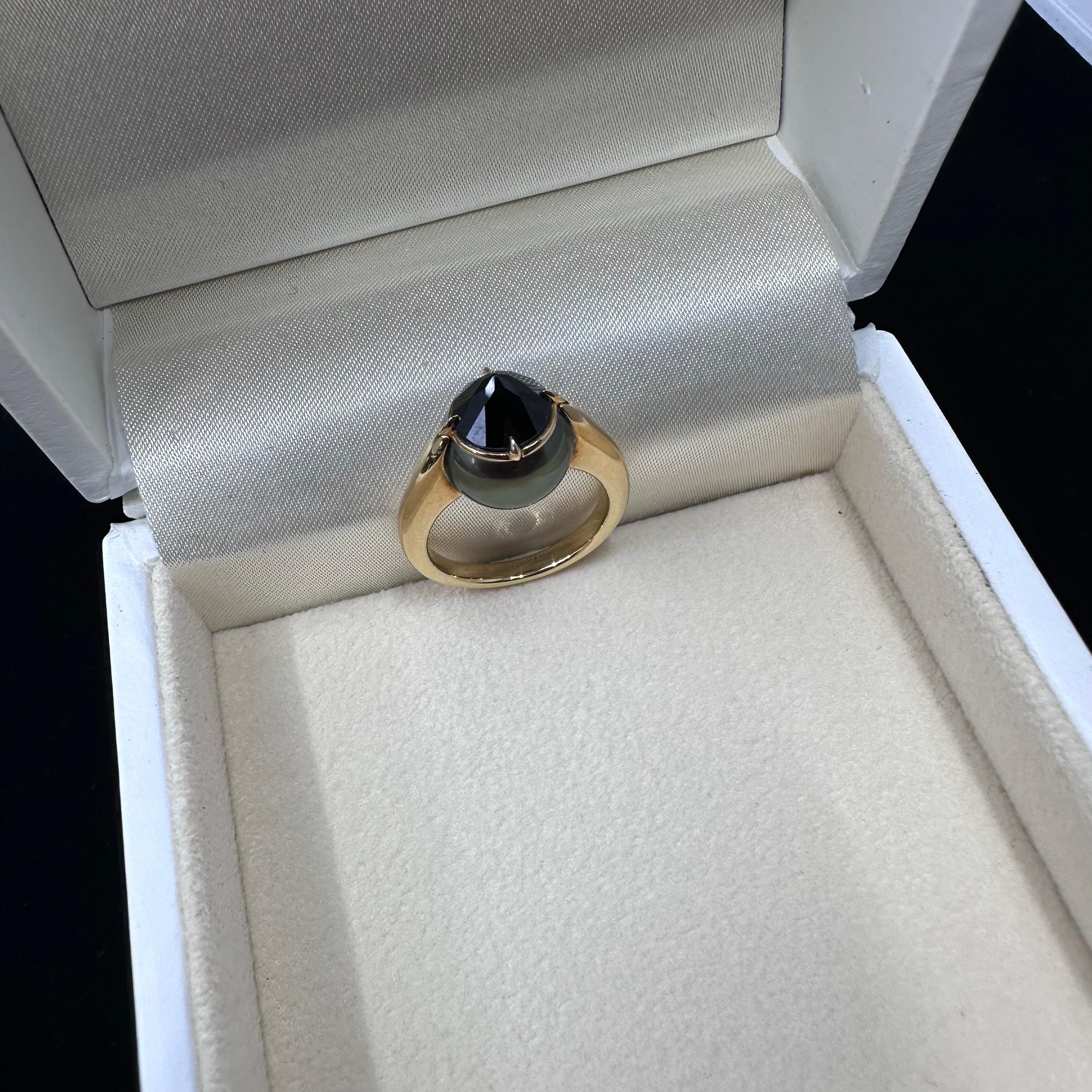 Brilliant Cut Tasaki Black Spinel and South Sea Pearl Ring  For Sale
