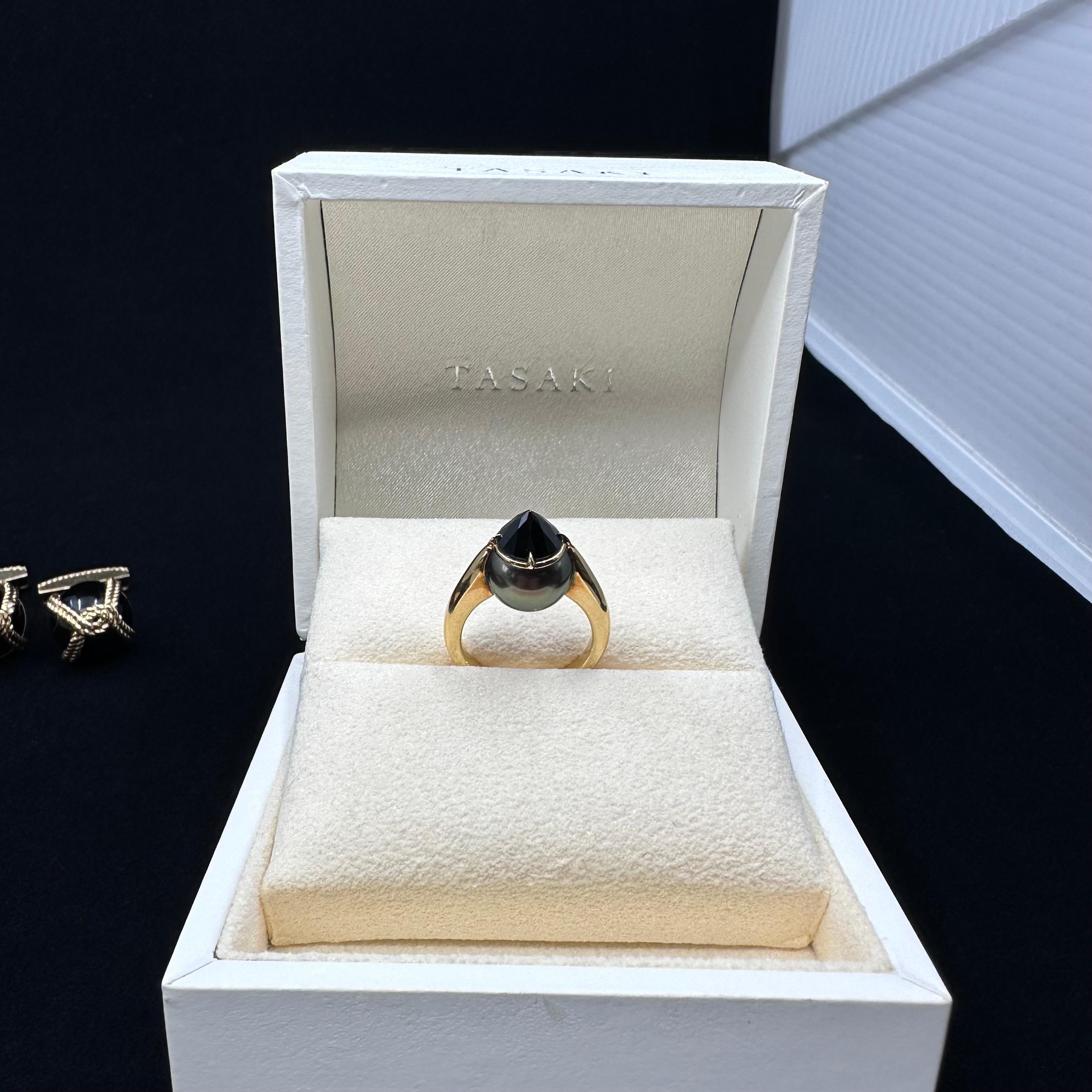 Tasaki Ring aus schwarzem Spinell und Südseeperlen  im Angebot 2