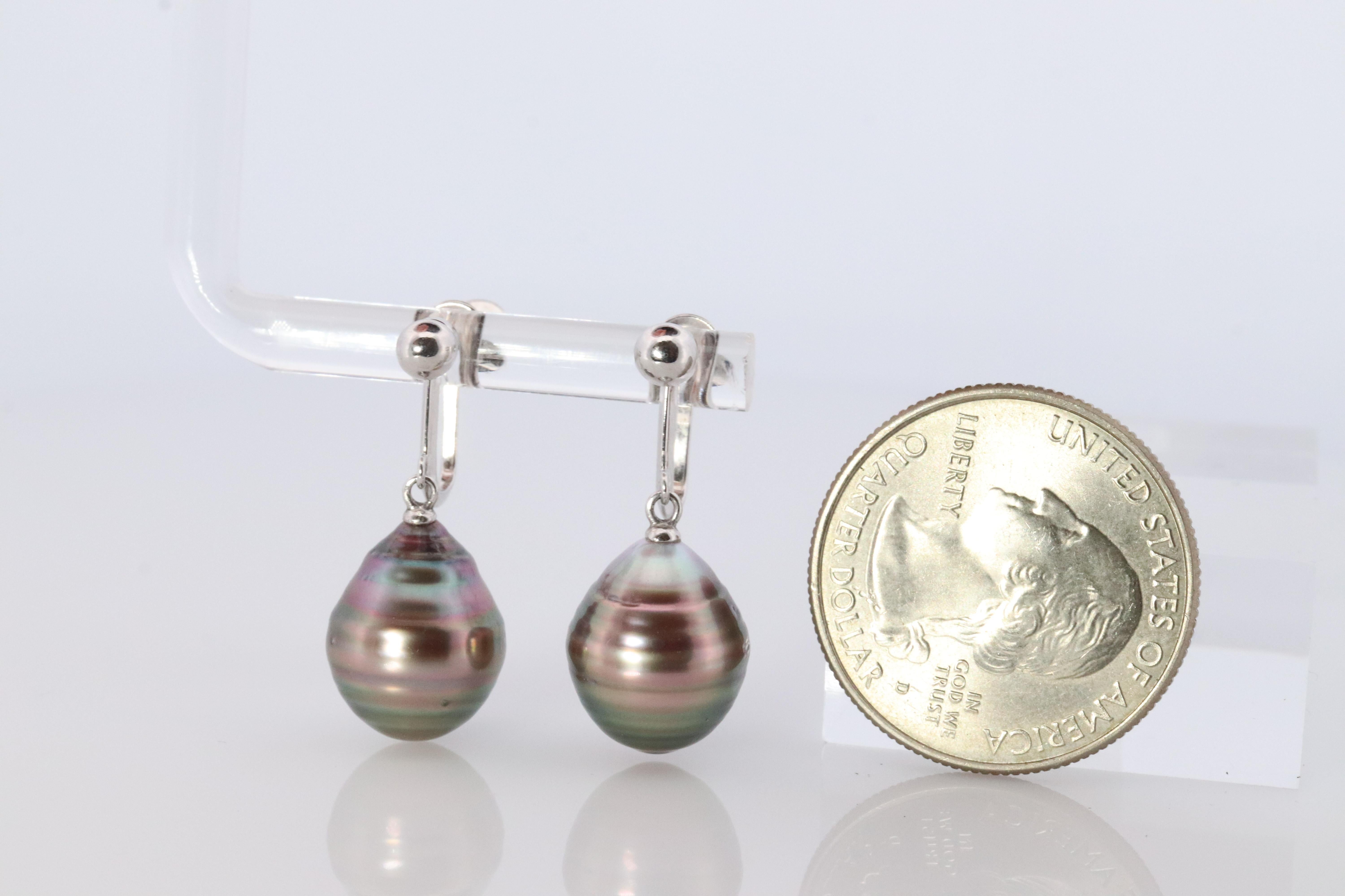 De las mujeres Pendientes TASAKI. Ampolla de perla tahitiana genuina de platino. PT900 Tahitiana grande en venta