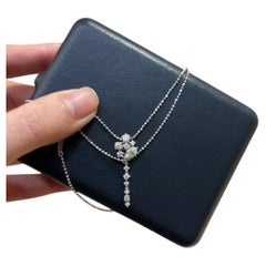 TASAKI Floral Diamond Drop Necklace, Y-Shaped Pendant Design