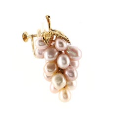 Tasaki Grape Motif Earrings 18K Yellow Gold and Pearls
