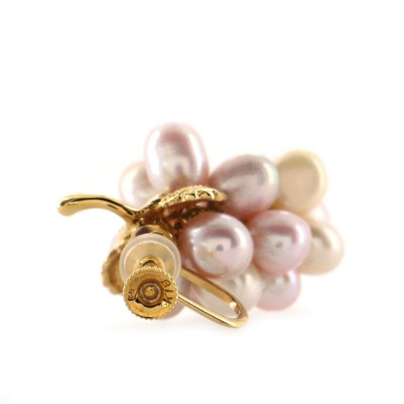 Tasaki Grape Motif Earrings 18K Yellow Gold and Pearls In Good Condition In New York, NY