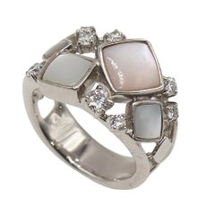 Bague géométrique TASAKI en or blanc 18 carats, avec diamant et nacre