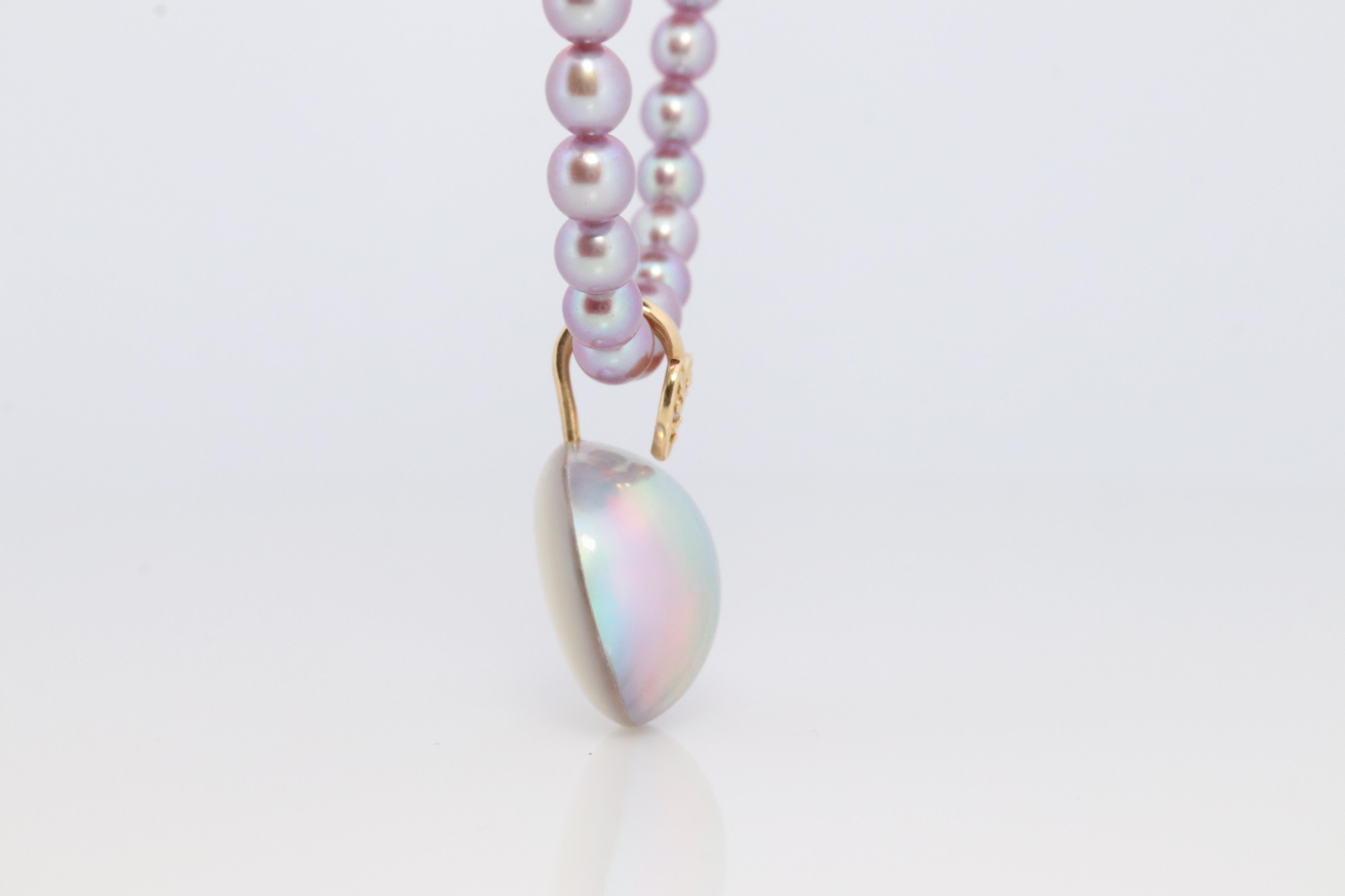 Tasaki Necklace. 18k Tasaki Japanese Mabe Pearl and Gray/Bluish Pearl Necklace For Sale 3