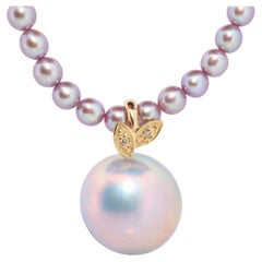 Tasaki Necklace. 18k Tasaki Japanese Mabe Pearl and Gray/Bluish Pearl Necklace