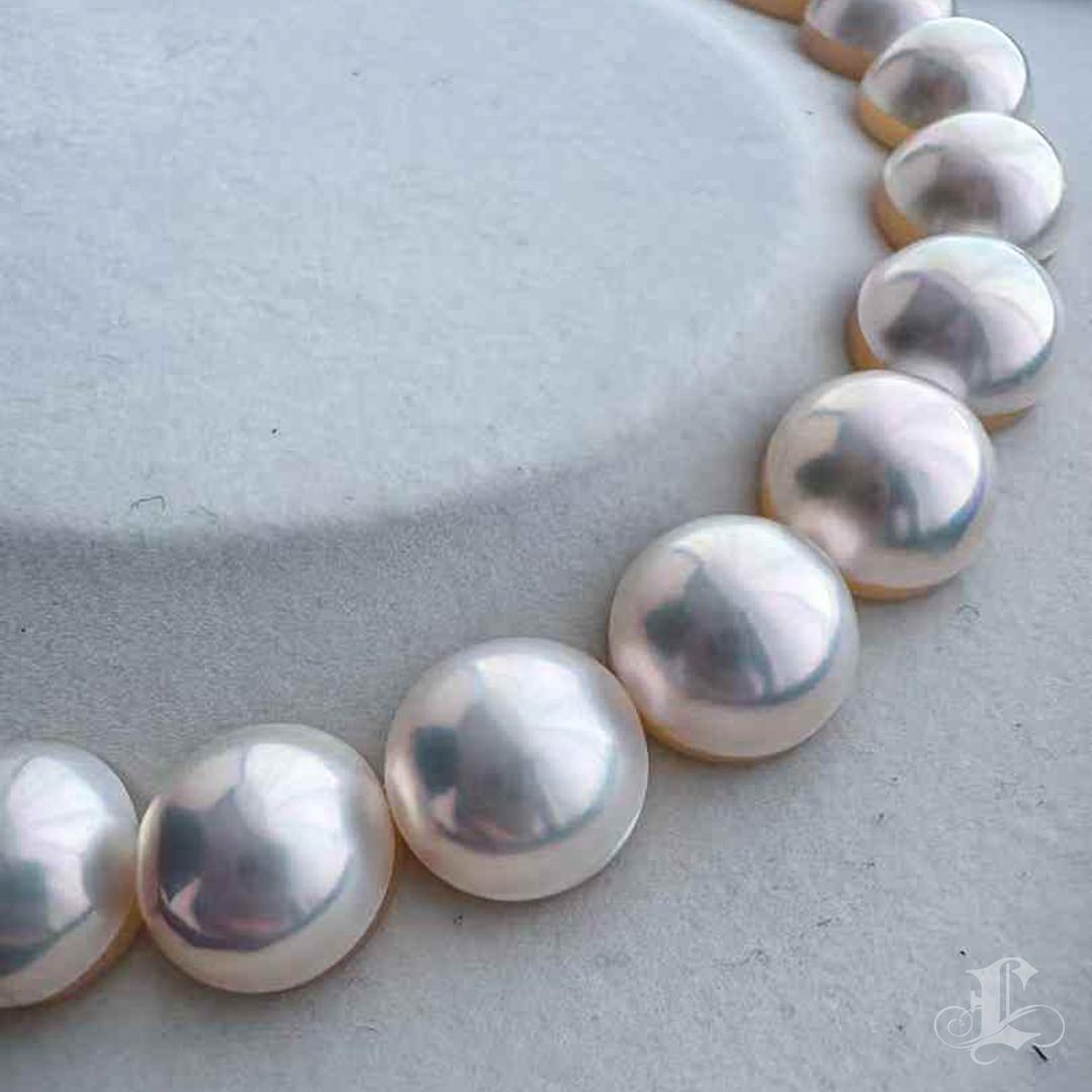 Women's TASAKI Original 12-14mm Mabe Pearl Necklace with 18k White Gold Clasp