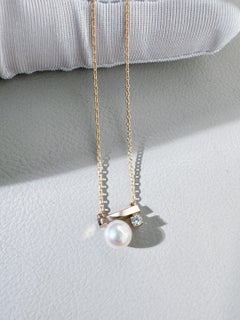 TASAKI "petit" Balanc eAkoya Pearl 0.07ct Diamond 18kt Gold Class Necklace