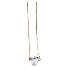TASAKI "petit" Balanc eAkoya Pearl 0.07ct Diamond 18kt Gold Class Necklace