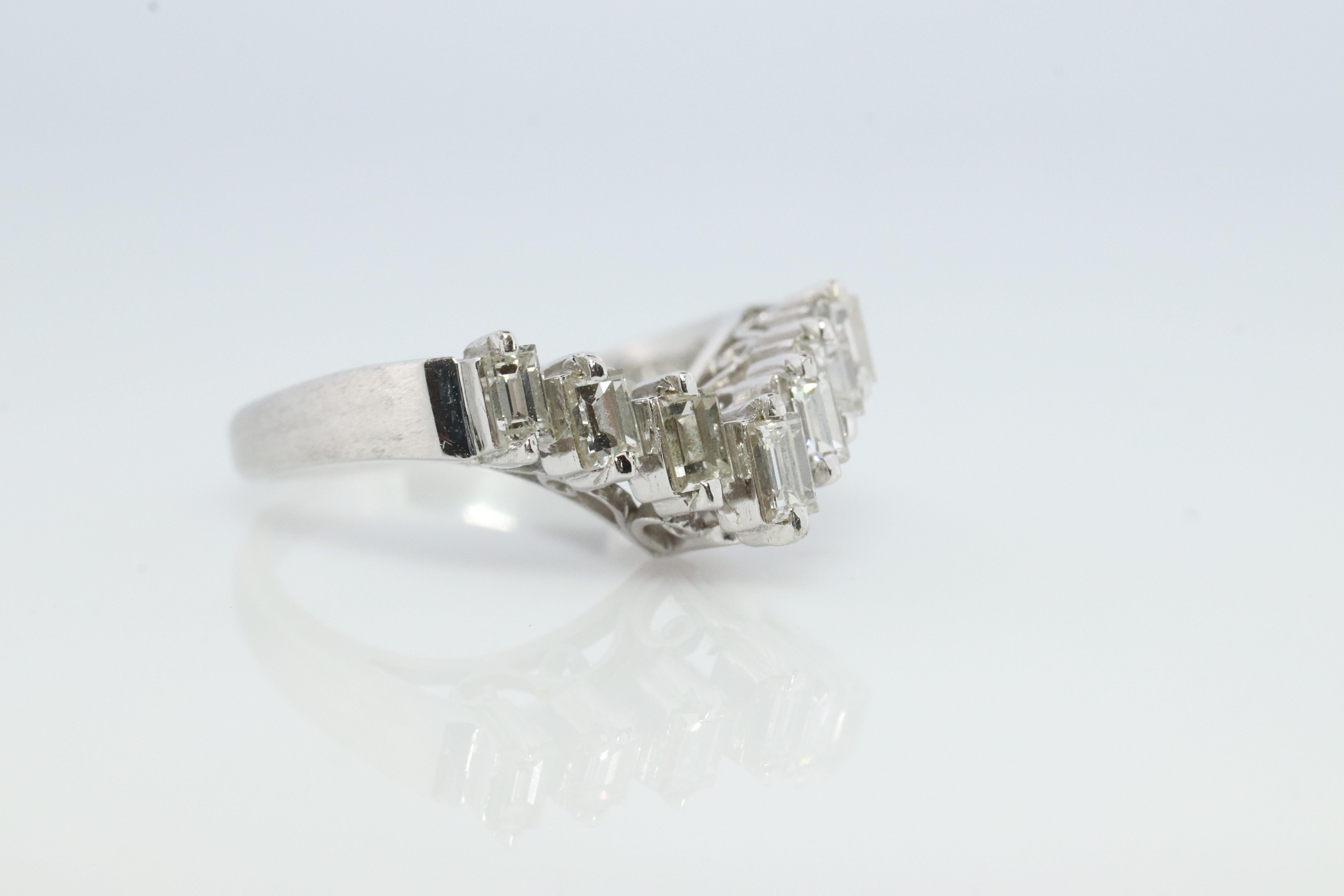 TASAKI Ring. Genuine Platinum Diamond Baguette Band Enhancer. Solitaire Jacket 2
