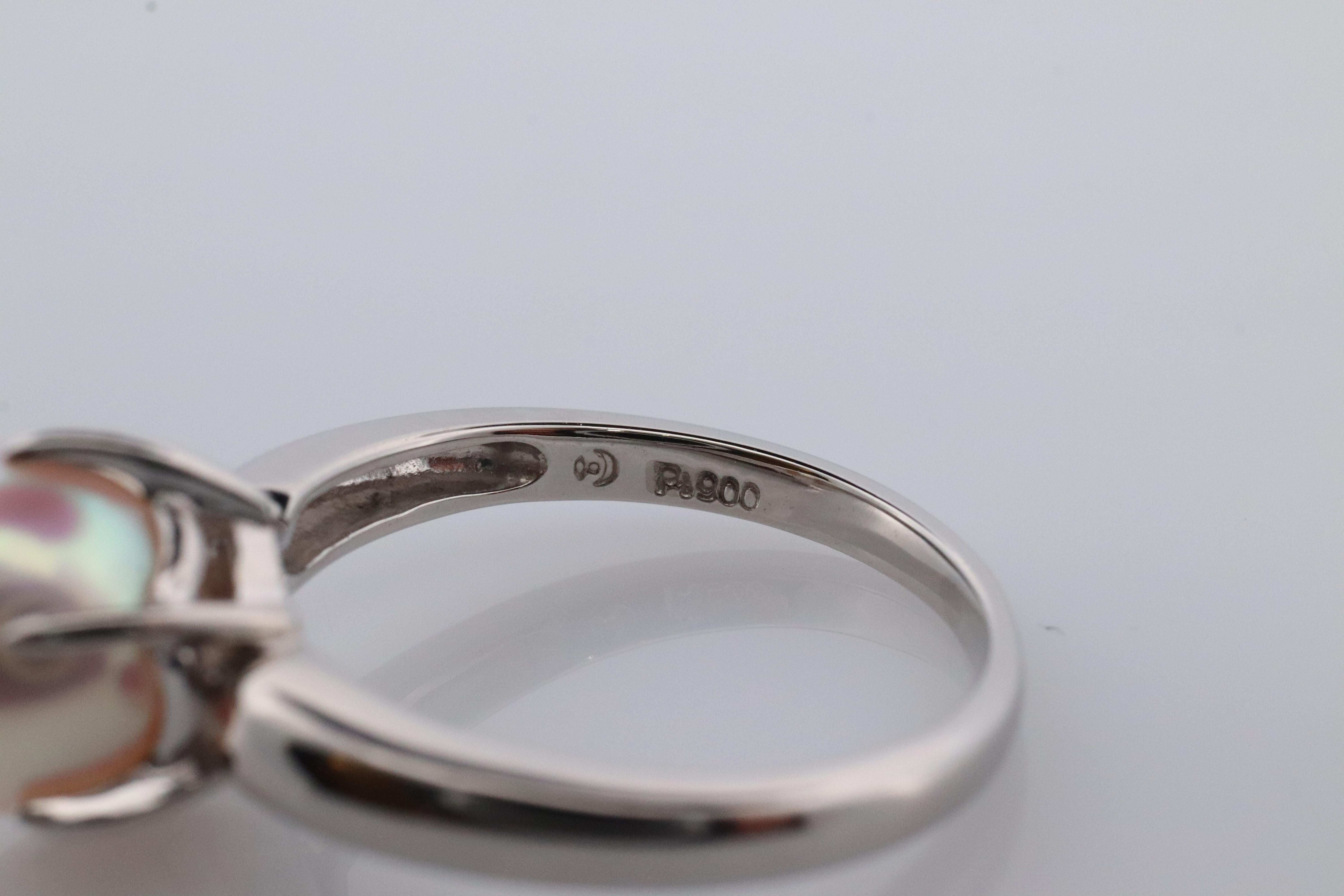 TASAKTASAKI Ring. Genuine Platinum Pearl Solitaire. PT900 Akoya pearl Ring. Claw For Sale 3