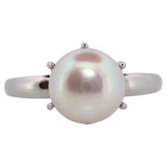 TASAKTASAKI Ring. Echtes Platin Perle Solitär. PT900 Akoya-Perlenring. The Claw