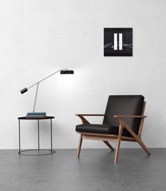 Carica 1 - Bianco e nero, opera d'arte originale astratta minimalista su tela