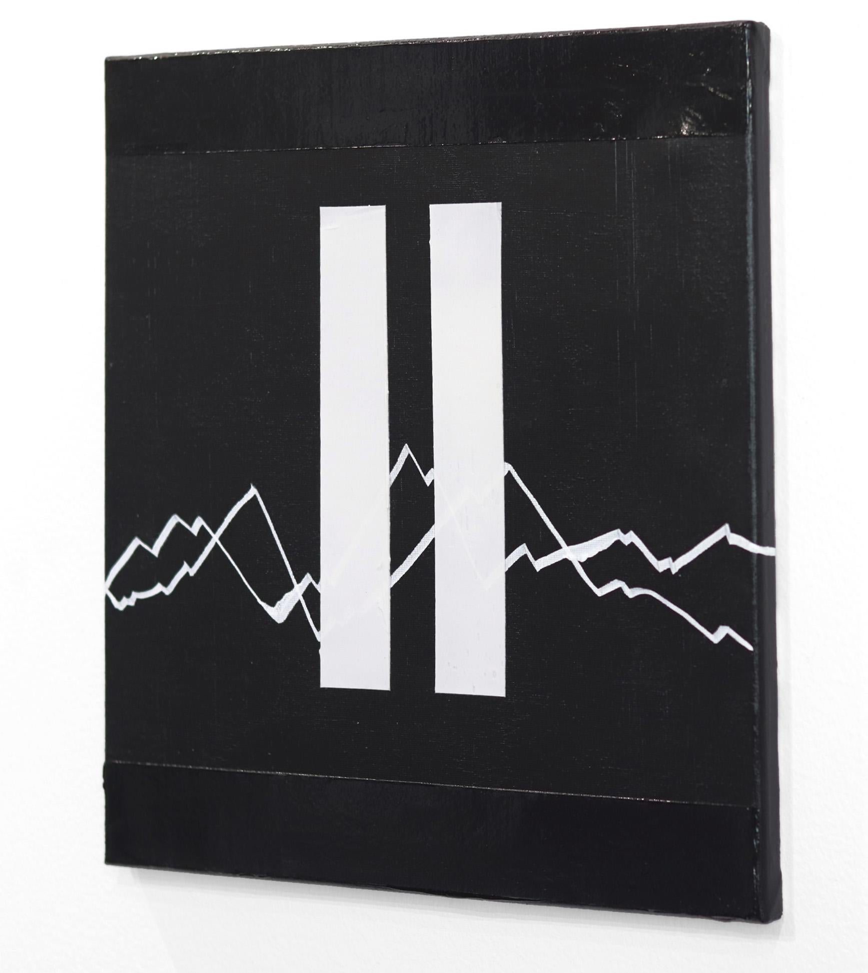 Charge 1 – Schwarzes und weißes, abstraktes, minimalistisches Kunstwerk auf Leinwand im Angebot 1