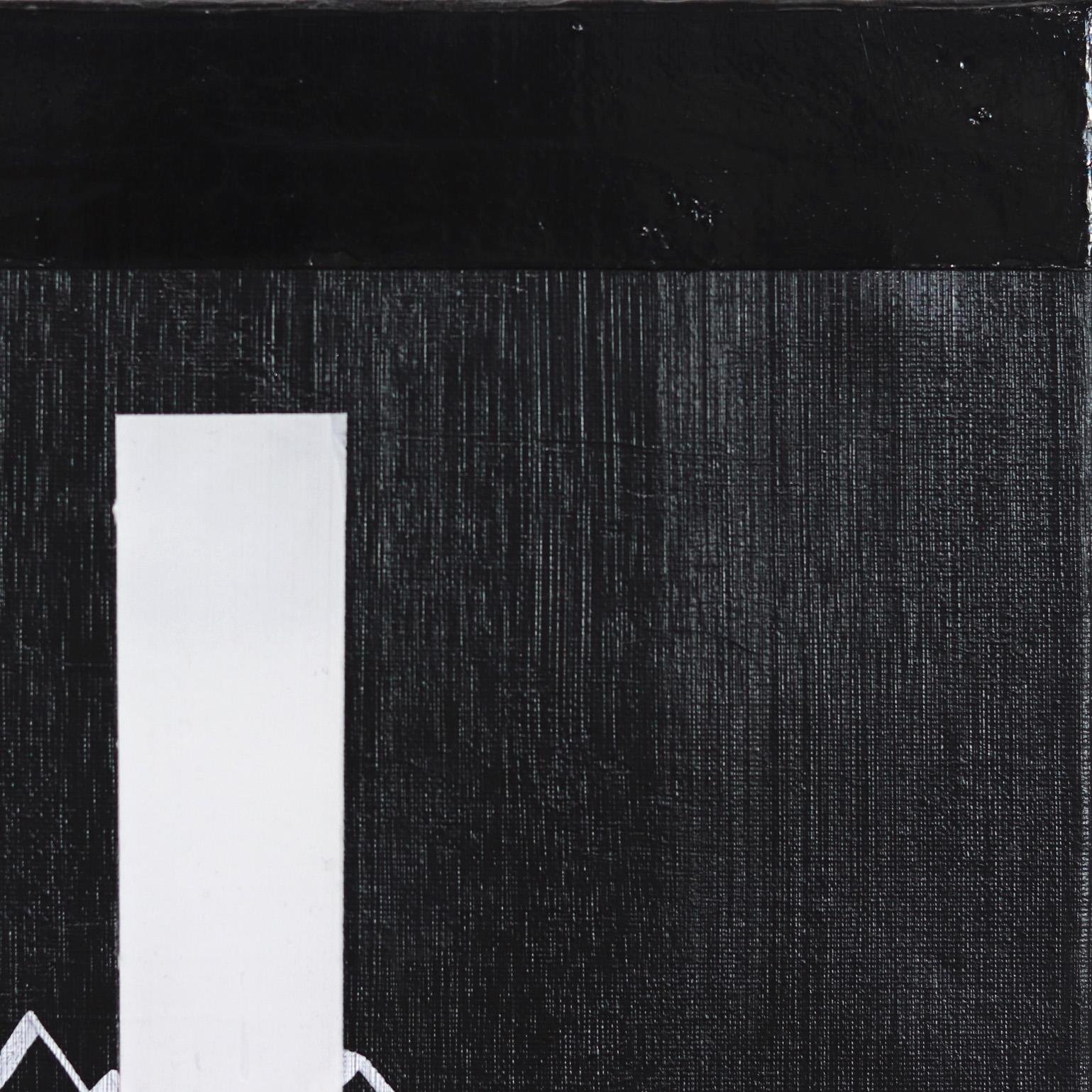 Charge 1 – Schwarzes und weißes, abstraktes, minimalistisches Kunstwerk auf Leinwand im Angebot 2