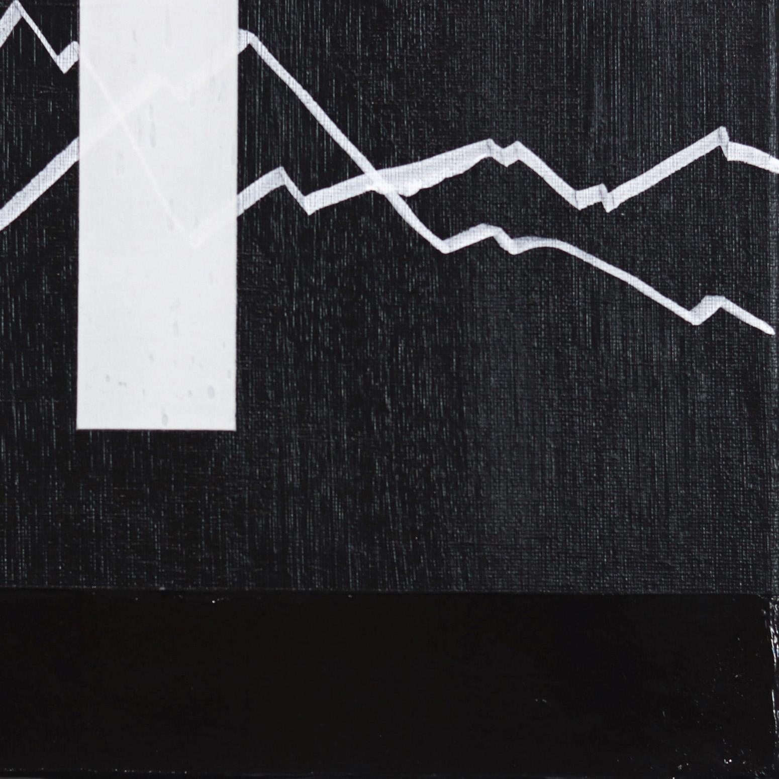 Charge 1 – Schwarzes und weißes, abstraktes, minimalistisches Kunstwerk auf Leinwand im Angebot 5