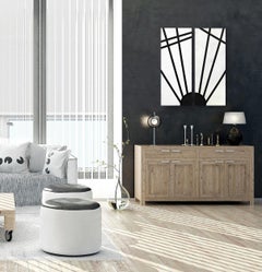 Daybreak (Diptych) - Black and White Original Abstract Geometric Textured Art