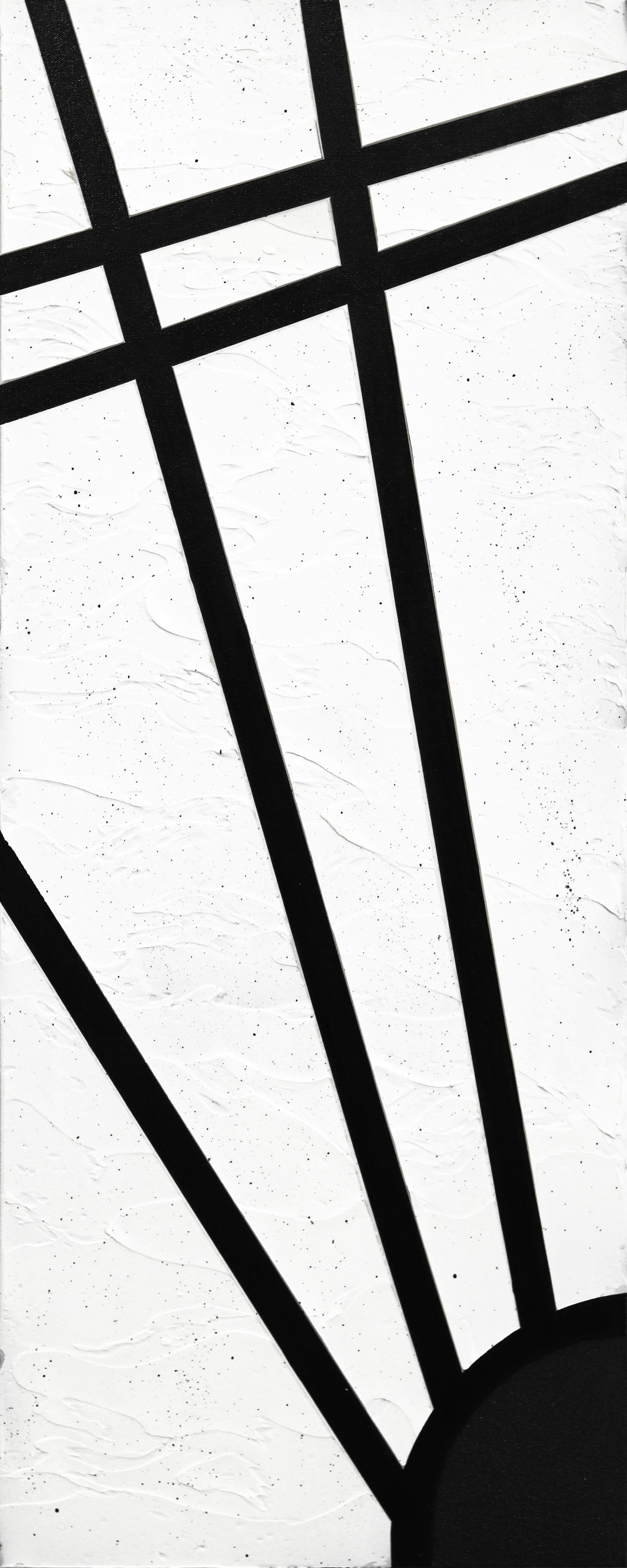 Daybreak (Diptyque) - Art abstrait géométrique texturé original en noir et blanc en vente 6