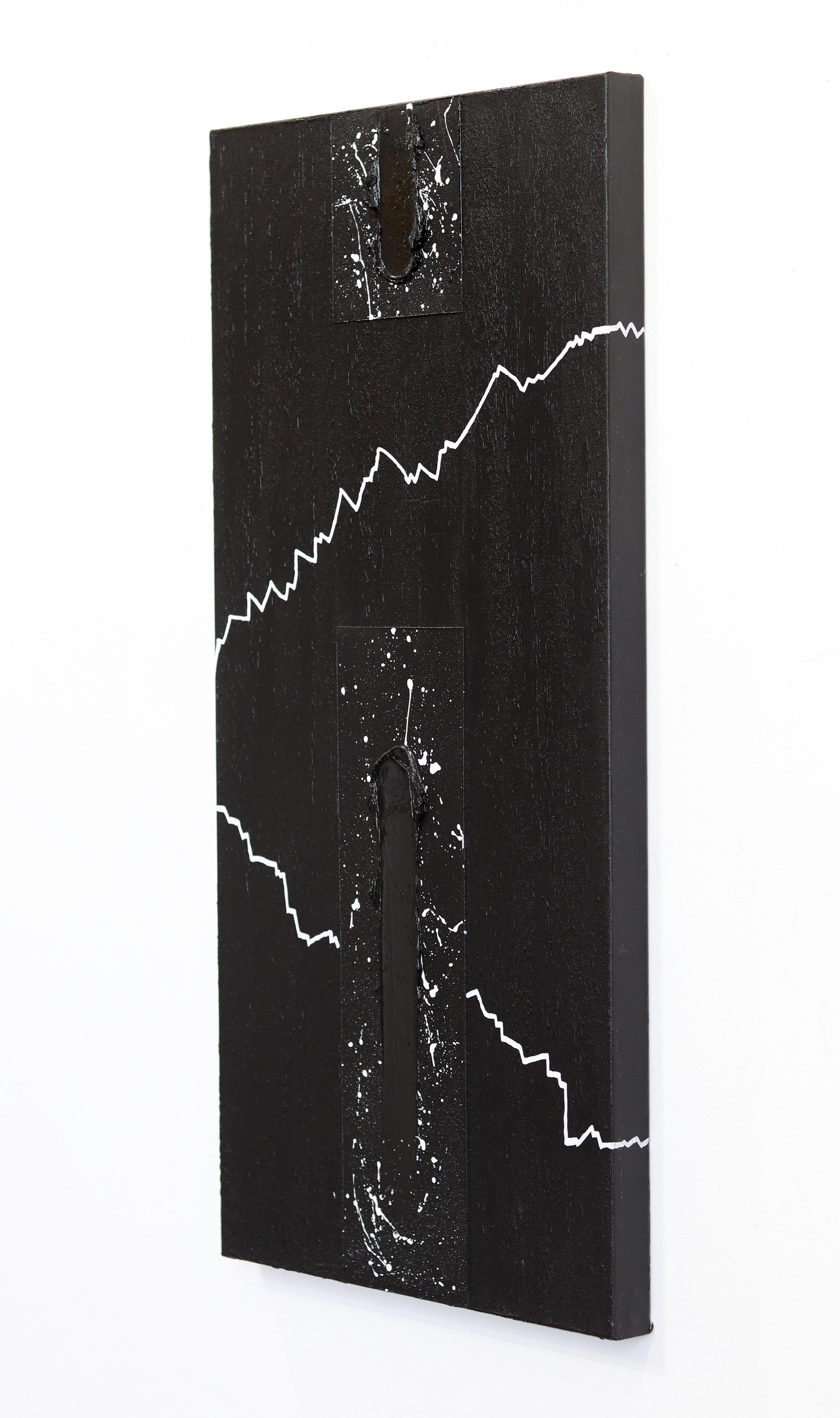 Bruit électrique 6 - Noir Abstract Painting par Tasha Jentel