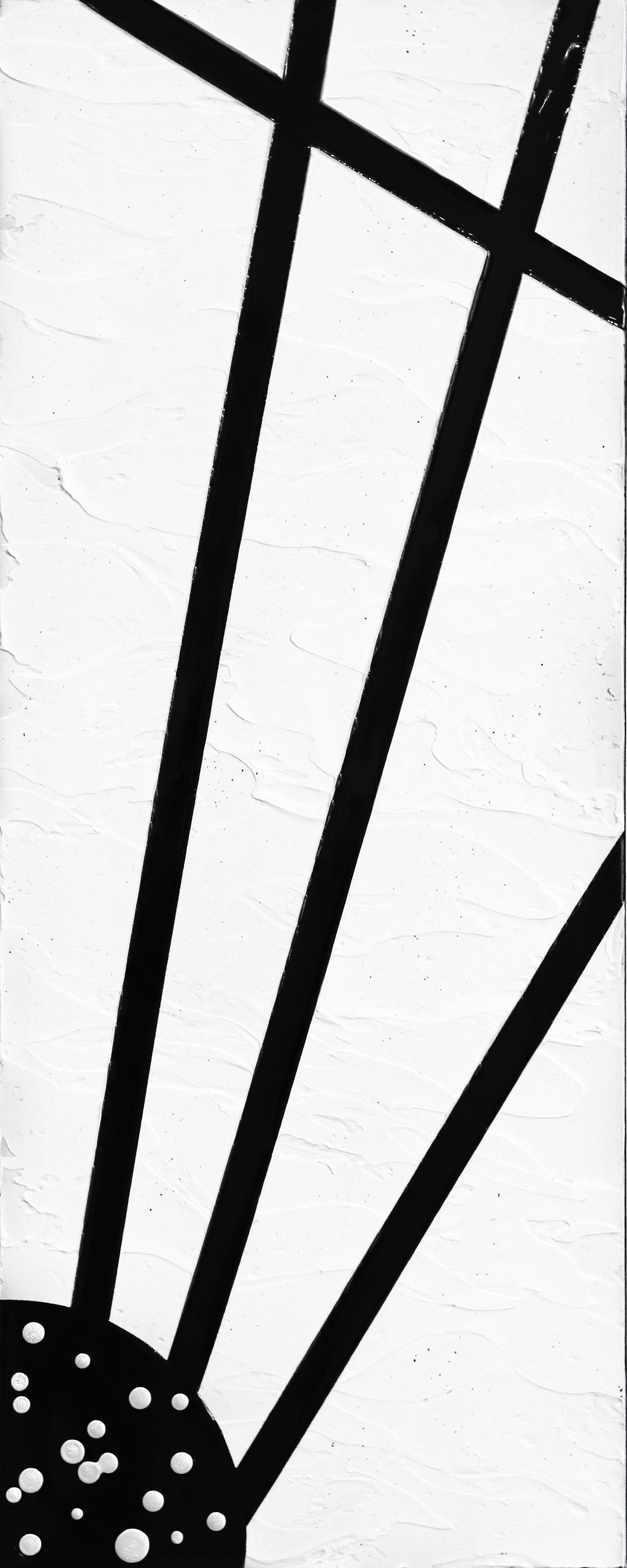 Perle - Texturierte Schwarz-Weiß-Monochrome Minimalistische Malerei – Mixed Media Art von Tasha Jentel