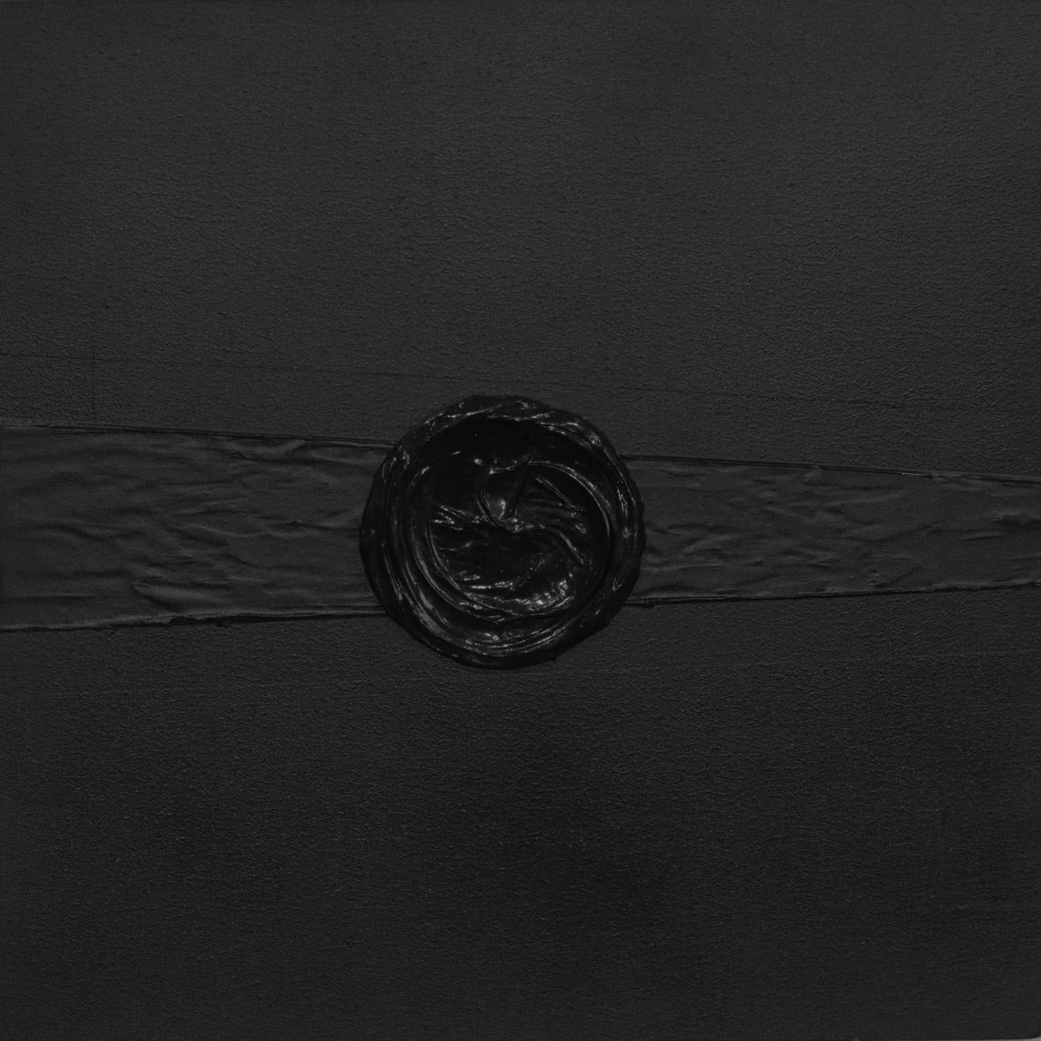 Speed of Light (Quadriptychon) - Minimalistische strukturierte abstrakte Schwarz-Weiß-Kunst in Schwarz und Weiß im Angebot 4