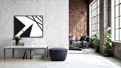 Zipline - Noir et blanc Abstrait Minimaliste Monochrome Oeuvre d'art originale