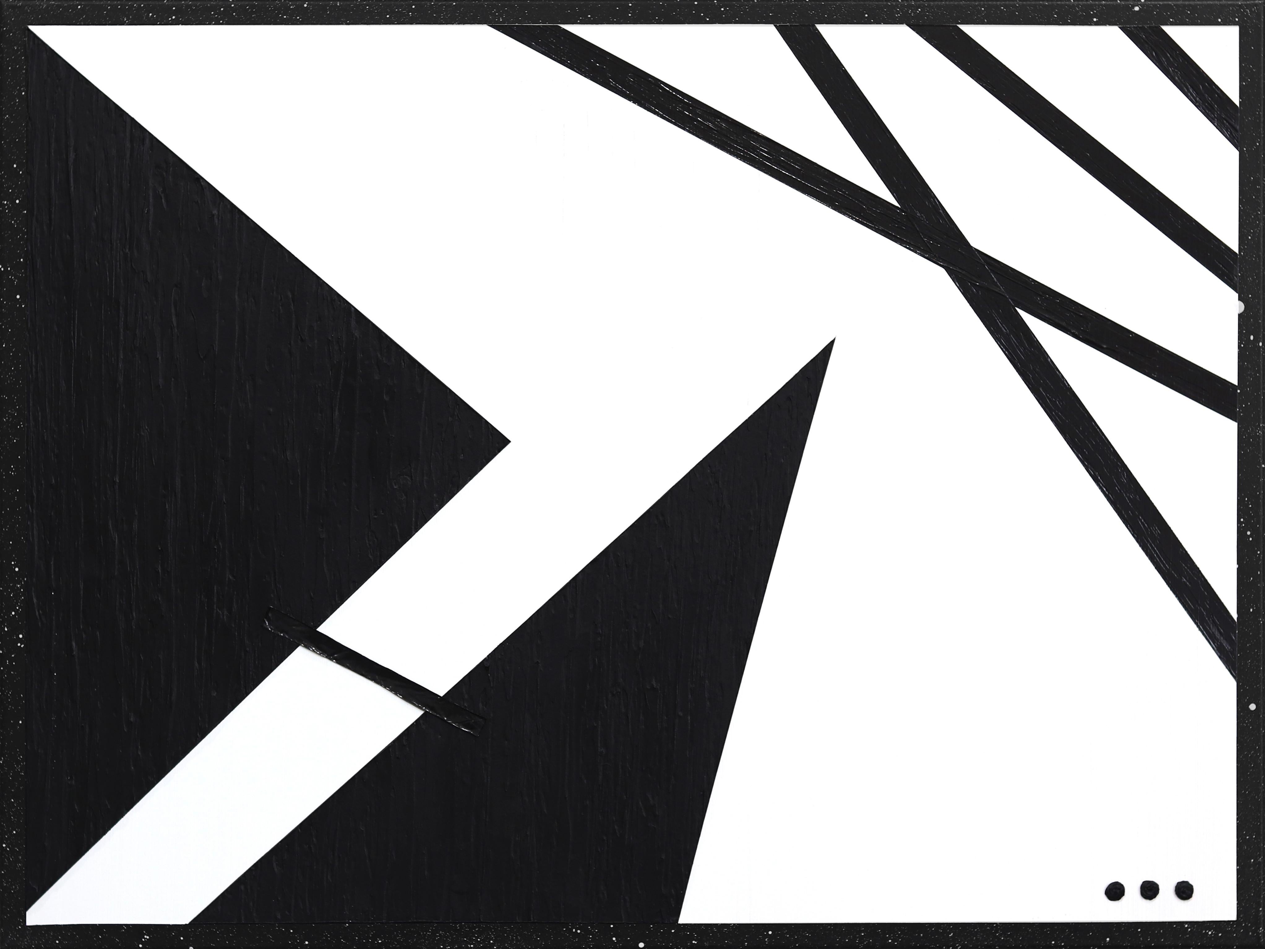 Zipline - Schwarz-weißes abstraktes minimalistisches monochromes Original-Kunstwerk – Mixed Media Art von Tasha Jentel