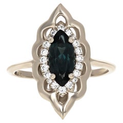 Tasha Ring 18kt White Gold with Marquise-Cut Spinel Australian Blue Sapphire