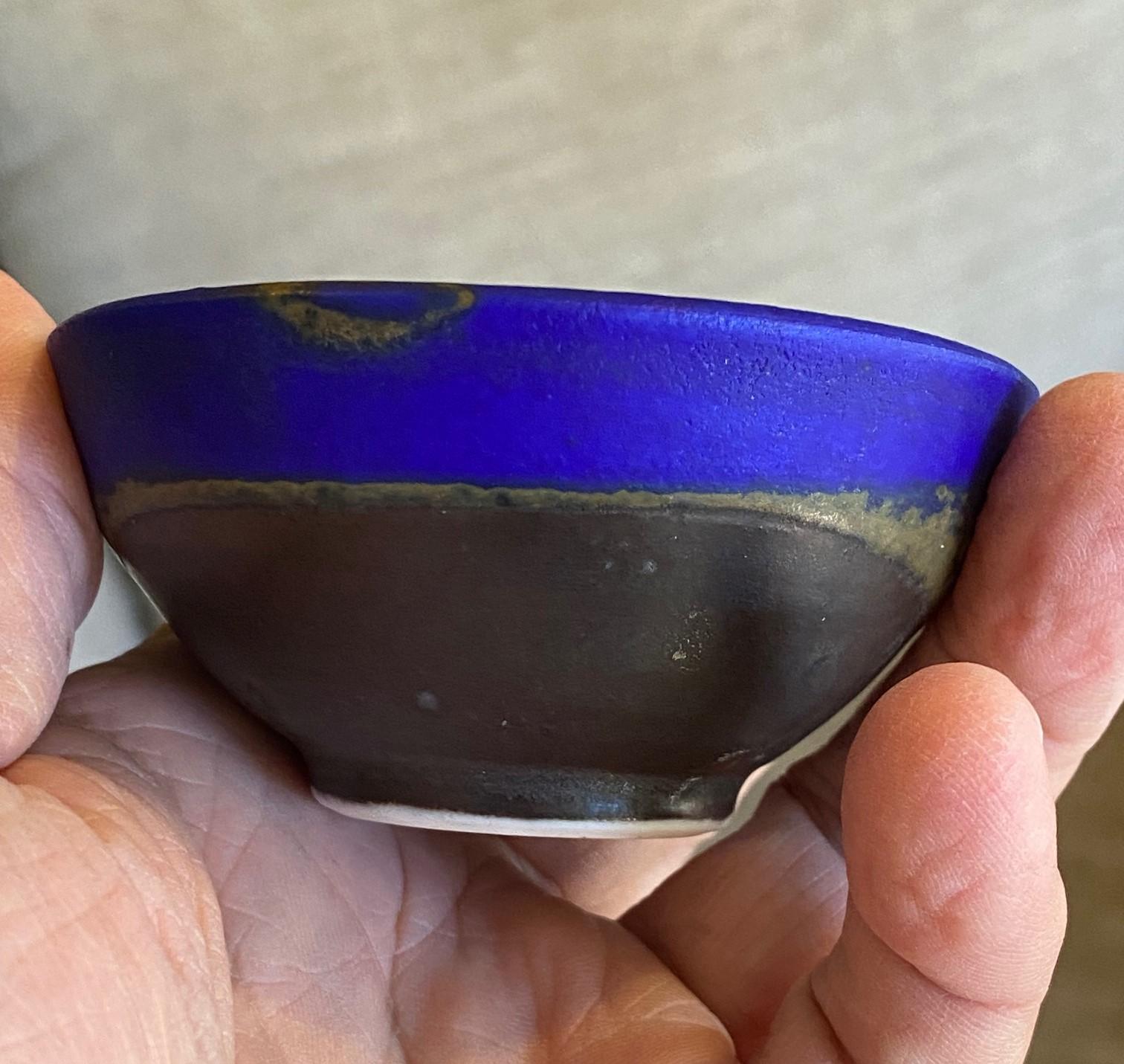 Tashiko Tazaezu Signed Japanese Hawaiian Makaha Blue Pottery Chawan Tea Bowl 5
