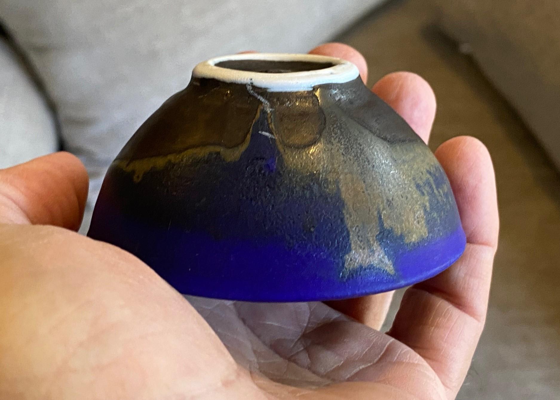Tashiko Tazaezu Signed Japanese Hawaiian Makaha Blue Pottery Chawan Tea Bowl 11